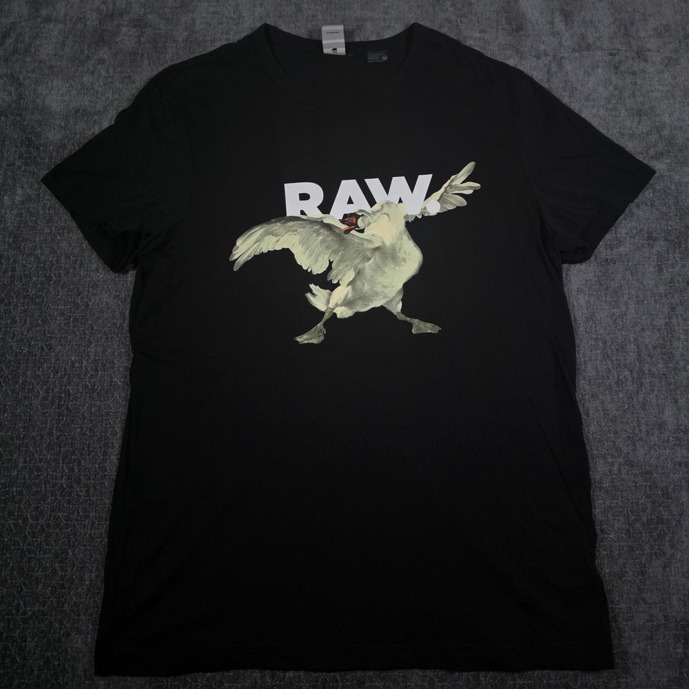 G-Star RAW Mens Black Swan Goose Graphic Print T-Shirt XL Short Sleeve Hip Hop